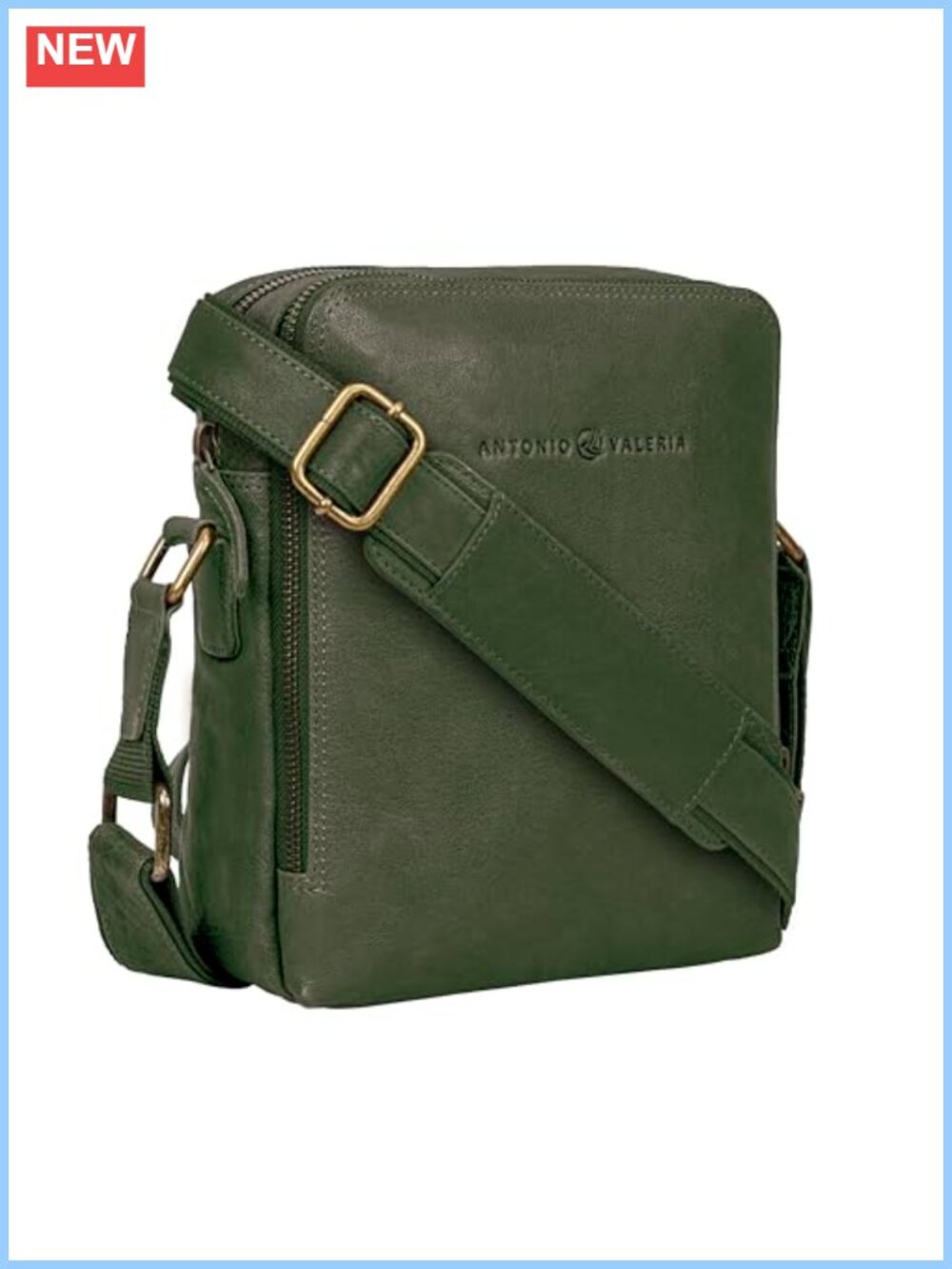 Washed Leather Crossbody Bag with 3 Zippered Compartments